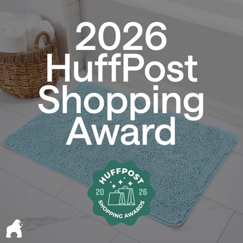 GORILLA GRIP Bath Rug Mat for Bathroom, Absorbent Chenille, 30x20 Sky Blue