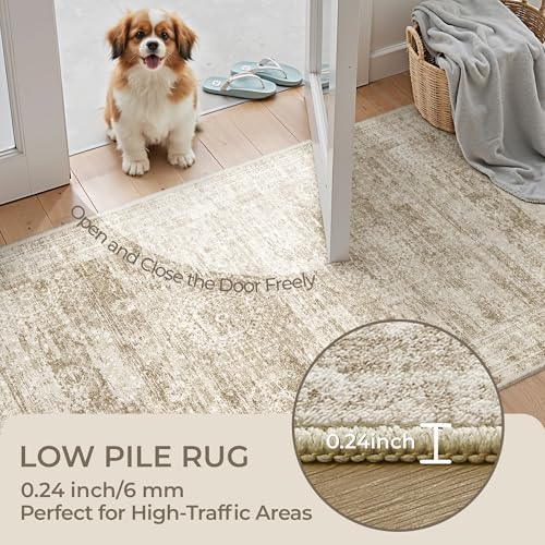 4x10 Runner Rug Non Slip,Washable Hallway Runner Rug,Brown