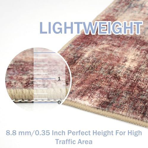 IOHOUZE Abstract Area Rug 3x5 Ft Washable Rugs for Entryway Indoor, Non Slip Kitchen Rug Printed Faux Wool Throw Rugs, Indoor Door Mat for Door Entrance Foyer Living Room, Red/Multi