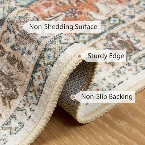 BESTSWEETIE Washable Boho 2x8 Runner Rug for Living Room, Green Brick