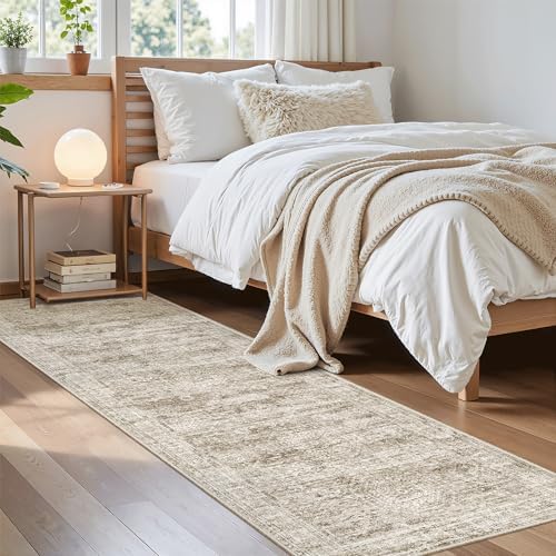 Soalmost Runner Rug 2x8 Washable Non-Slip Hallway Kitchen Runners Brown