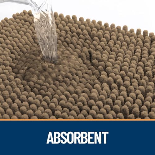 OLANLY Dog Door Mat for Muddy Paws 30x17, Super Absorbent Chenille Mud Mat