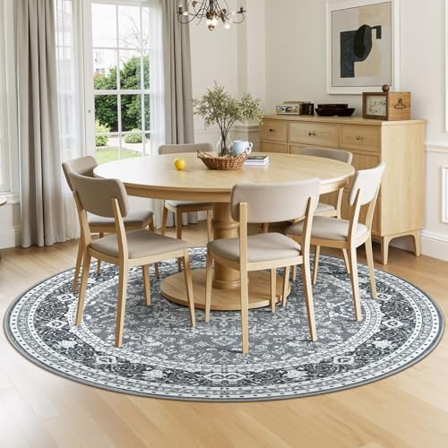 Lessymo 4FT Washable Round Area Rugs for Living Room, Non Slip Circle Rugs