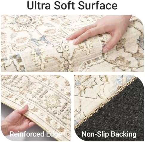 befbee 2x6 Hallway Runner Rug Non Slip Washable Kitchen Rugs Beige