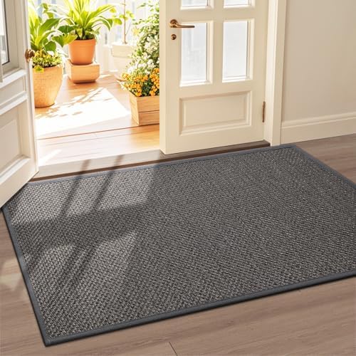 LEKEEPGO Large Door Mat 36"x59", Non Slip Washable Indoor Door Mat, Grey