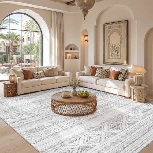 cotiled Boho 10x12 Area Rug for Living Room: Large Moroccan Washable Rug