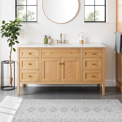 Ksrau 2x5 Runner Rug Washable Vintage: Non Slip Long Kitchen Runners Grey