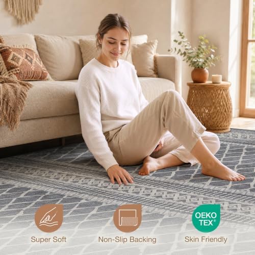 cotiled Boho 5x8 Area Rugs for Living Room: Soft Moroccan Washable Rug