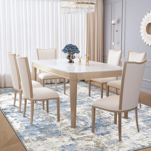 XLUEZ 5x7 Area Rugs for Living Room, Washable Modern Abstract Large Area Rug Neutral Soft Non Slip Kids Rug Stain Resistant Indoor Carpet for Bedroom Nursery Dining Room Playroom(Blue, 5'x7')