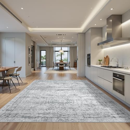 5x7 Area Rugs for Living Room,Large Washable Rug,Grey