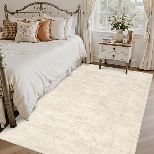 5x8 Area Rugs Living Room: Bedroom Washable Carpet Retro Beige