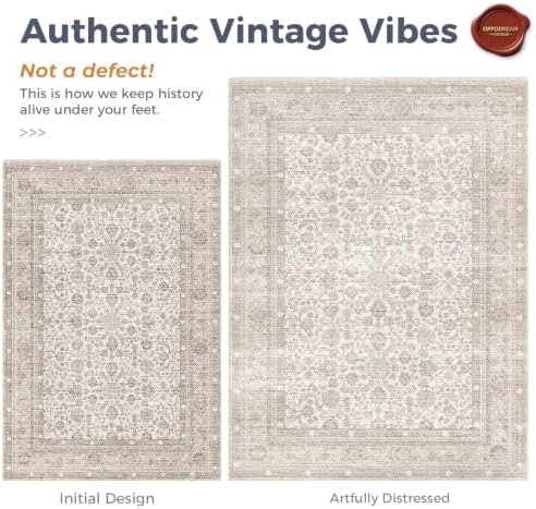 OPPODREAM Vintage Light Beige Area Rugs 2x8, Washable Rug for Living Room
