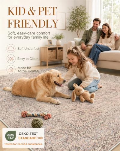 OLANLY 4x6 Washable Area Rug, Soft Non Slip Carpet for Bedroom Living Room