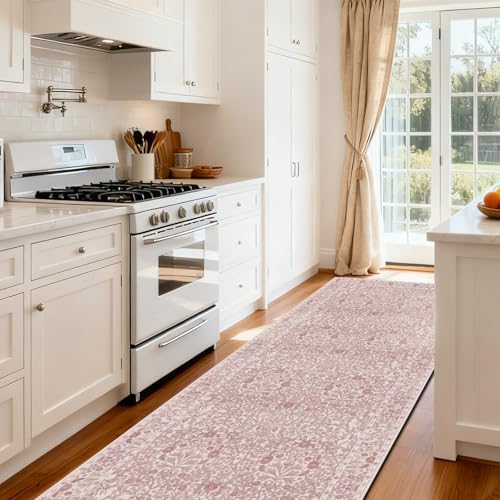 2'6" x 10' Runners Rug for Kitchen Washable Soft Carpet (Pink)