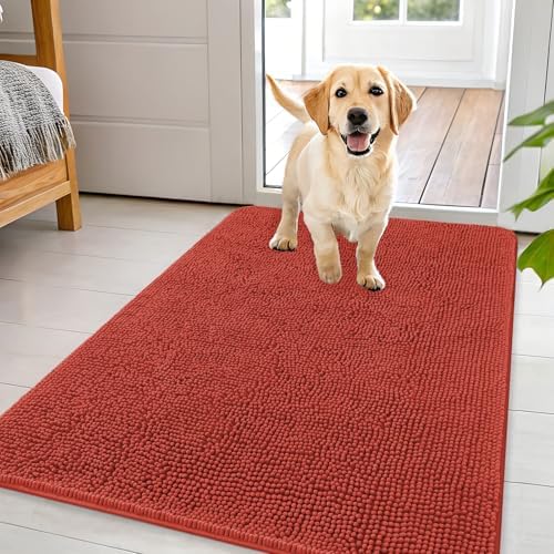 OLANLY Dog Door Mat for Muddy Paws 44x32, Super Absorbent Chenille Mud Mat