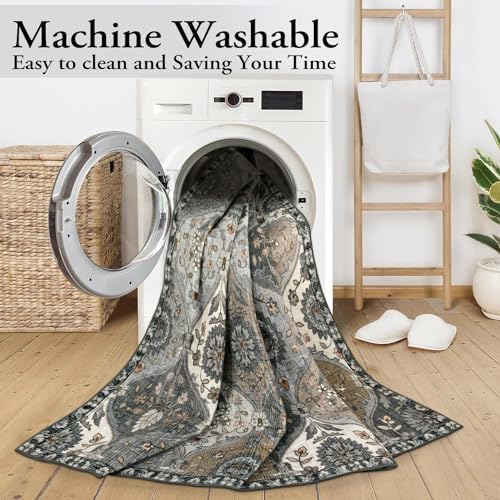 Lahome Moroccan Washable Area Rug 6x9, Large Living Room Rugs for Bedroom