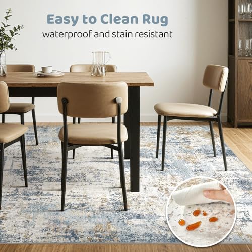 LOONGRUG 7x10 Area Rug Washable Large Neutral Modern Living Room Rugs