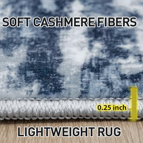 2'6''x8' Runner Rugs Washable Rug: Modern Abstract Hallway Blue Grey Carpet