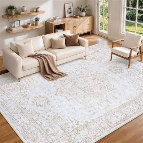 8x10 Area Rugs for Living Room Washable Non-Slip Rug Beige