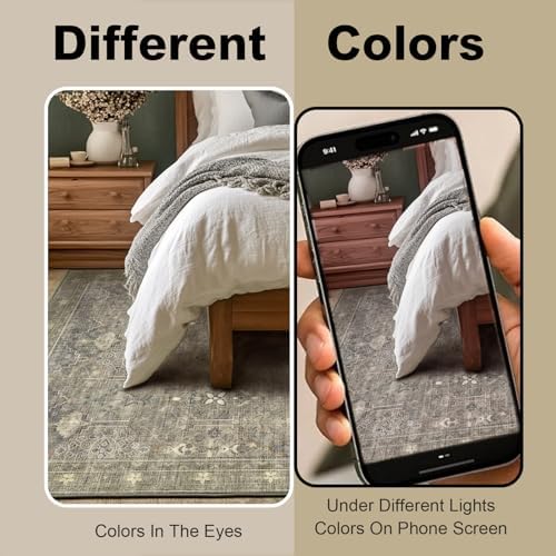 5x7 Rugs for Living Room Persian Floral Boho Area Rug,Carpet for Bedroom Machine Washable Non-Slip Large Rug,Low Pile Dining Room Rugs for Under Table