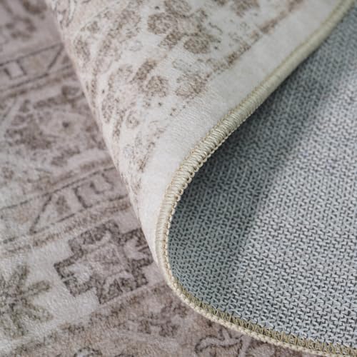 12x12 Square Area Rug Washable: Non Slip Living Room Floor Carpet Beige