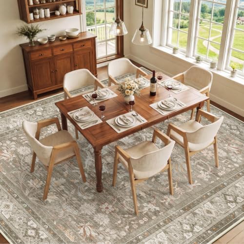SameBed 9x12 Area Rug Living Room, Vintage Washable Carpet Vintage Brown