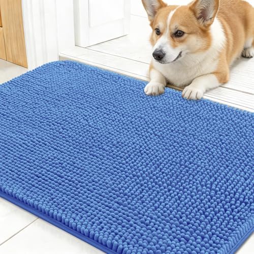 OLANLY Dog Door Mat for Muddy Paws 24x16, Super Absorbent Chenille Mud Mat