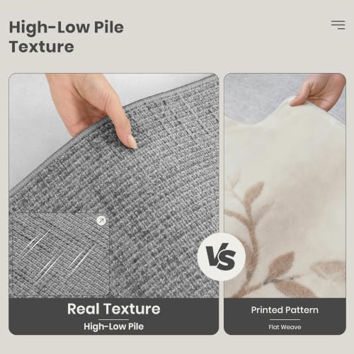 Valenrug Washable Rugs 5x7, High-Low Pile Area Rugs for Living Room, Grey