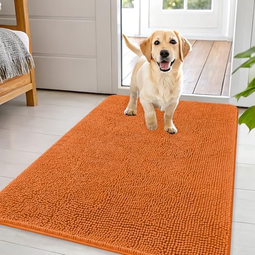 OLANLY Dog Door Mat for Muddy Paws 44x32, Super Absorbent Chenille Mud Mat