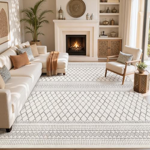 cotiled Boho 10x14 Area Rug for Living Room: Large Moroccan Washable Rug