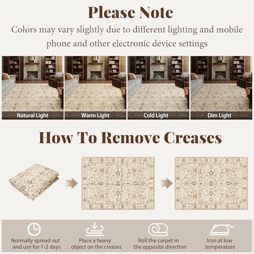 Machine Washable Rugs for Living Room: 5x7 Area Rugs for Bedroom