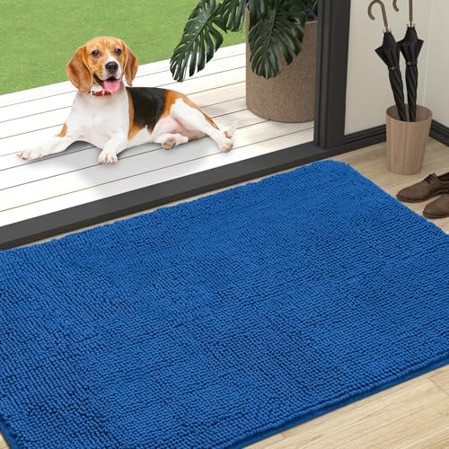 OLANLY Dog Door Mat for Muddy Paws 47x32, Super Absorbent Chenille Mud Mat