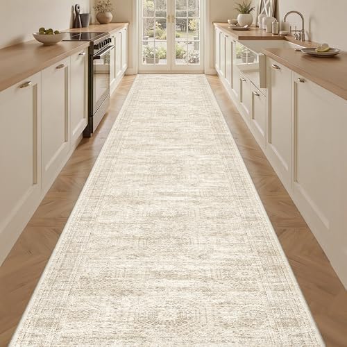 3x20 Runner Rug Non Slip,Washable Hallway Runner Rug,Beige
