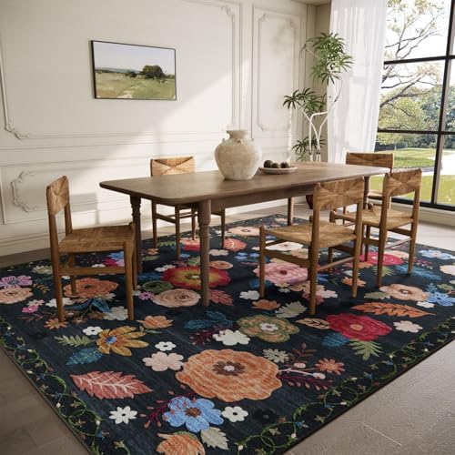 Washable Large Living Room Rug: 8x10 Area Rugs for Bedroom Non Slip Carpet