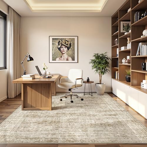 5x7 Area Rugs for Living Room,Large Washable Rug,Brown