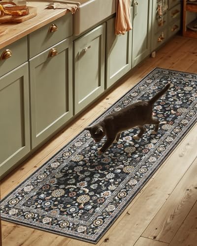 Washable Runners for Hallways Kitchen Rug: 2'6"x8' Runner Rugs Stain Resistant Non Slip Low Pile Boho Carpet Runners for Hallways Bedroom Entryway Indoor Beside Bathroom Laundry Room