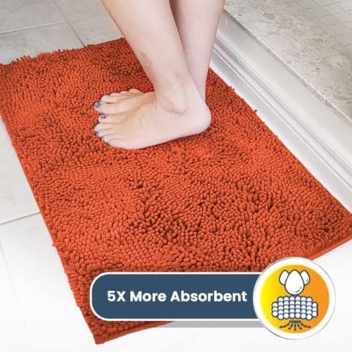 Muddy Mat® | Super Water Absorbent Door Mat Indoor, Microfiber Quick Dry Chenille Entryway Rug, Slip Resistant Front Door Mat, Indoor Mats for Entryway, Machine Washable Pet Rug, Coral 24" x 44"