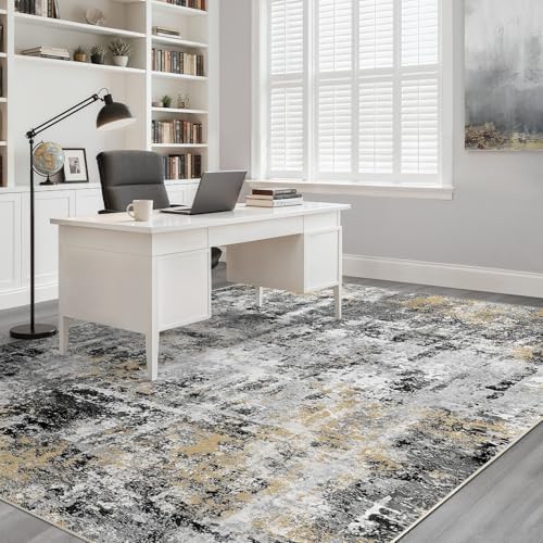 LOONGRUG 7x9 Area Rug Washable Large Neutral Modern Living Room Rugs