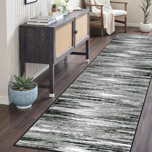 2'6 x 8' Runner Rug Non Slip,Washable Kitchen Rugs,Black