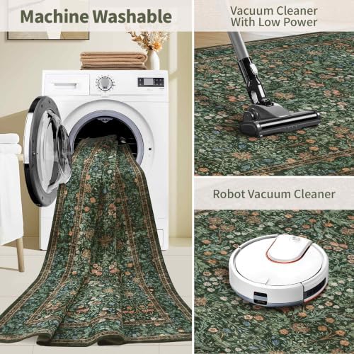 Rugxara Green Floral 6x9 Area Rugs Washable Rug for Living Room Bedroom