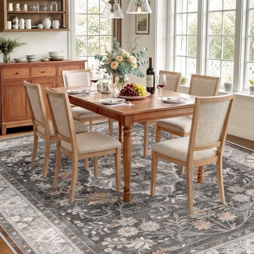 SameBed 8x10 Area Rug Living Room, Vintage Washable Carpet Warm Taupe