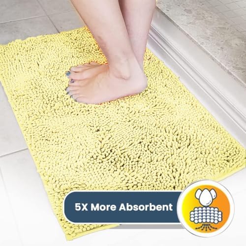 Muddy Mat® | Super Water Absorbent Door Mat Indoor, Microfiber Quick Dry Chenille Entryway Rug, Slip Resistant Front Door Mat, Indoor Mats for Entryway, Machine Washable Pet Rug, Yellow 36" x 46"