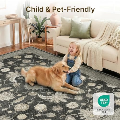 9x12 Area Rugs Washable Large Vintage Rug for Living Room Bedroom