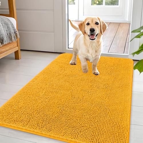 OLANLY Dog Door Mat for Muddy Paws 44x32, Super Absorbent Chenille Mud Mat