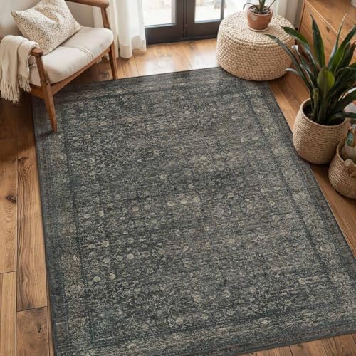 Rugxara 3x5 Entryway Rug,Moss Green Vintage Boho Bedroom Area Rug
