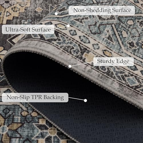 Ruaruarug Washable Area Rug 10×14 for Living Room, Ultra Soft, Silver