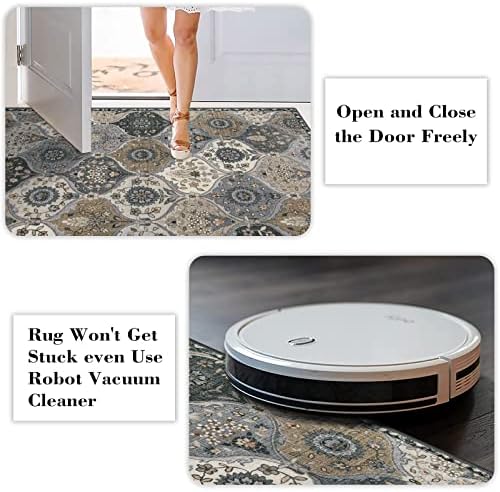 Lahome Moroccan Washable Round Rug 5ft, Soft Circle Rug for Dining Room