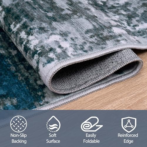 Aelenmu Runner Rugs for Hallways Kitchen 2.6x8 Non Slip Washable Navy Grey