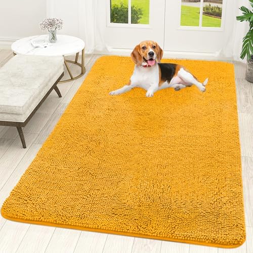 OLANLY Dog Door Mat for Muddy Paws 59x35, Super Absorbent Chenille Mud Mat