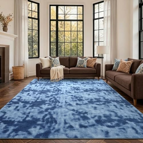 6x9 Large Tie-dye Teal Area Rug Non-Slip Washable for Living Room Bedroom